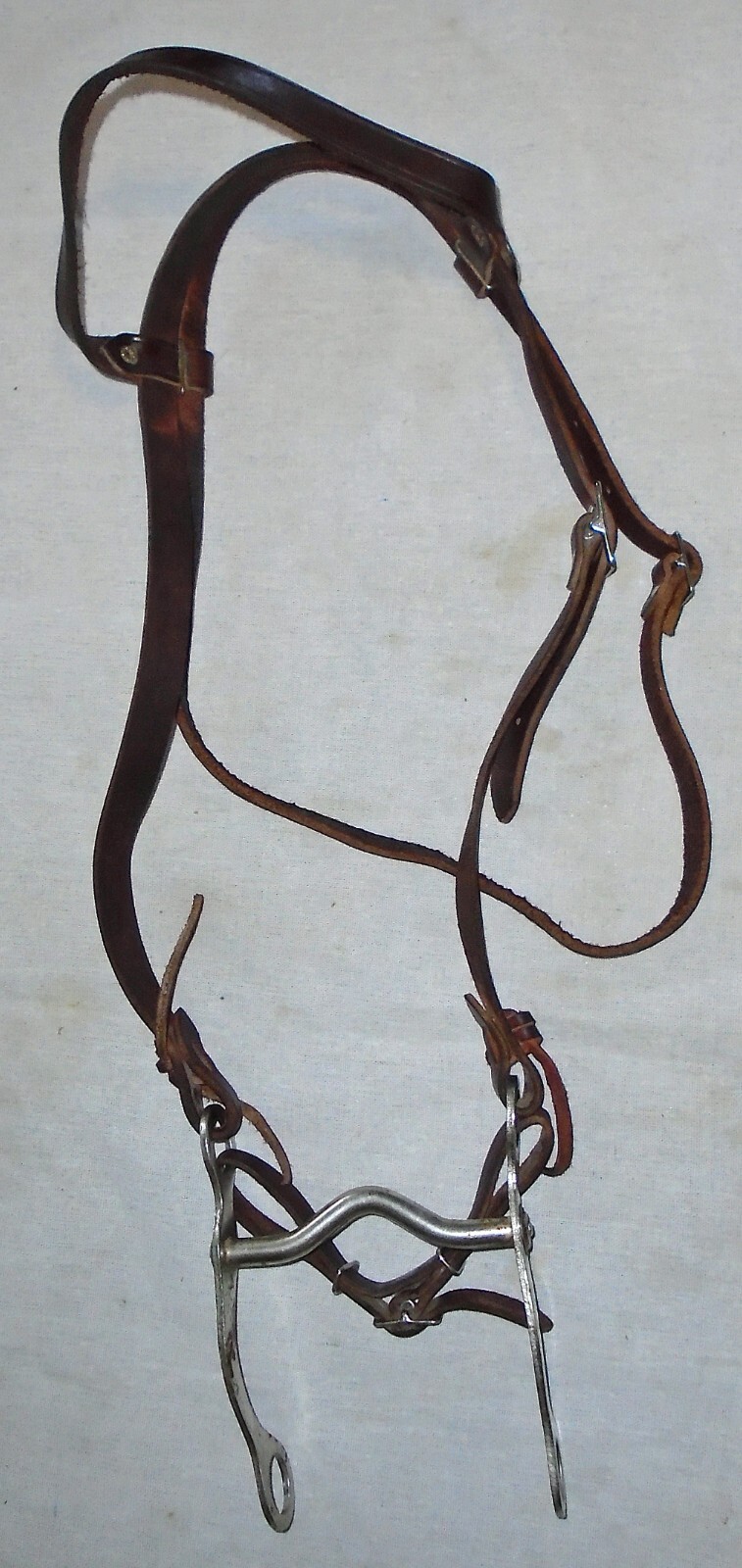 Western Riding Leather Browband Bridle Headstall-Adjustable w/ 5" Bit / Curb STP