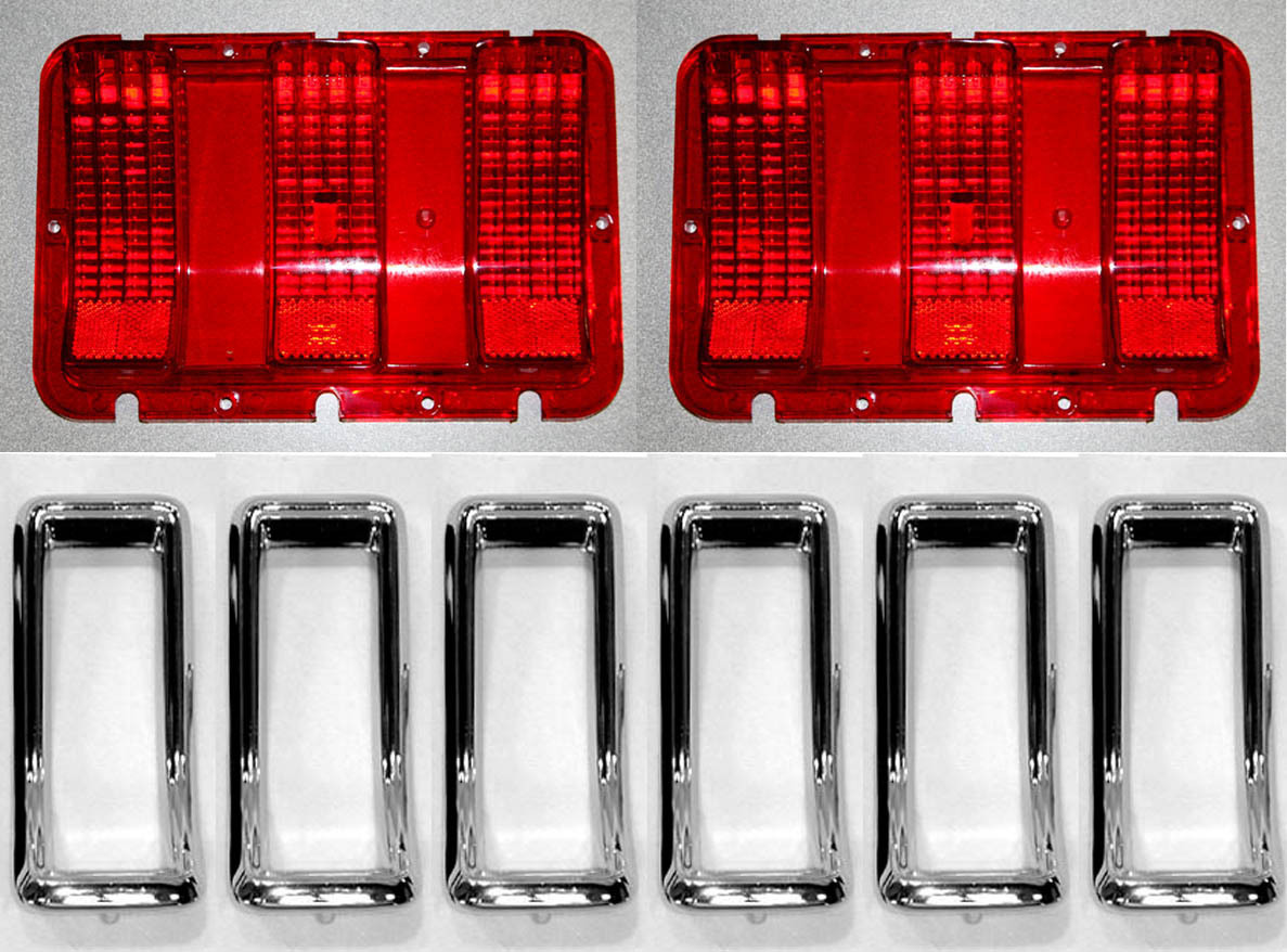 NEW! 1967 Ford Mustang Tail Light Bezel Chrome Full Set of 6 With Lenses Gaskets