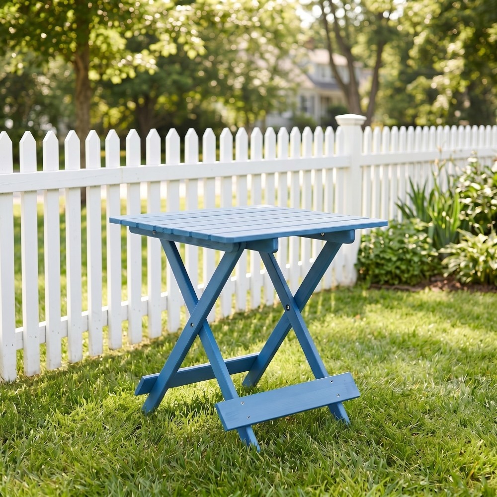 Folding Square Table Patio Outdoor Solid Wood Table for Backyard Balcony