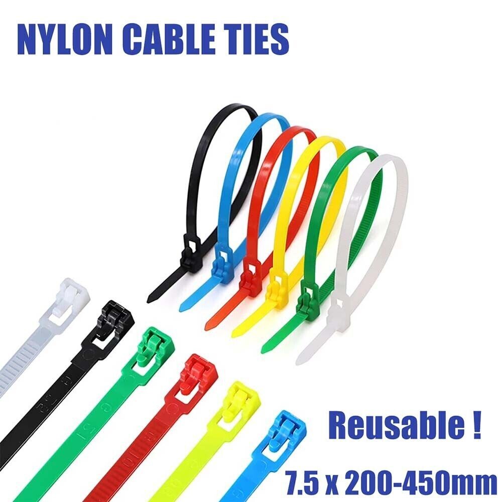 Multicolor Reusable Ties Nylon Strap Cord  Cable Wraps Tool Tidy Organizer
