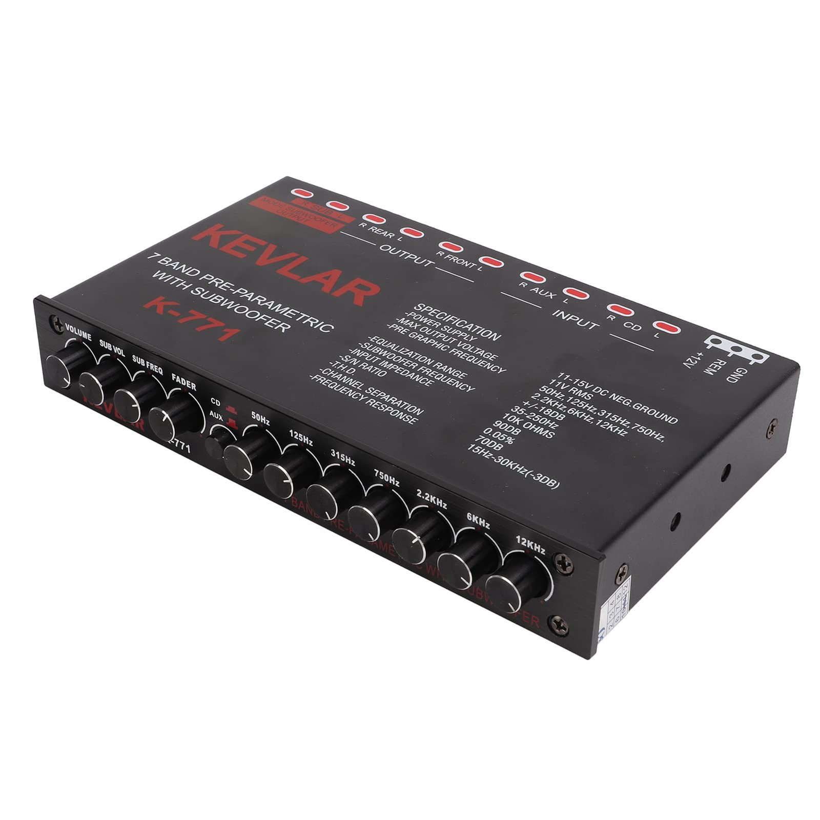 Car Audio Graphic Equalizer, 7 Bands EQ Car Amplifier Graphic Equalizer with Adj