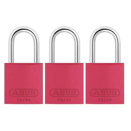 Abus 72/30 Ka X 3 Lockout Padlock, Keyed Alike, Aluminum, Red, 1 In Shackle