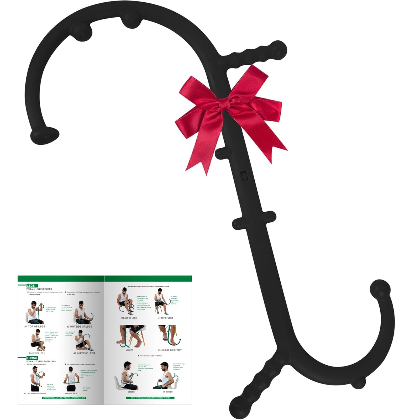 Shrdaepe Massage Trigger Point Cane, Muscle Release Tool Self Black