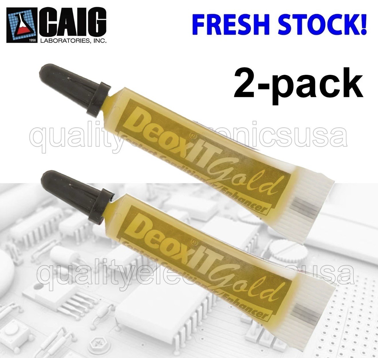 2 pack - FRESH STOCK CAIG DeoxIT® GOLD 100% solution, 2mL Squeeze Tube, G100L-2C