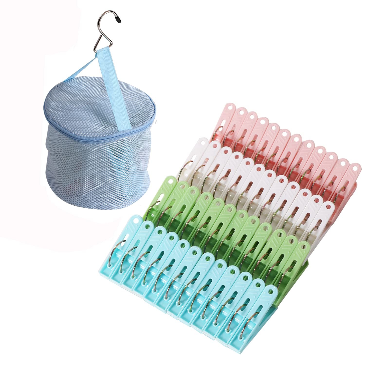 48 Pack Plastic Clothes Pins Heavy Duty Outdoor for Hanging Clothes, Colored ...
