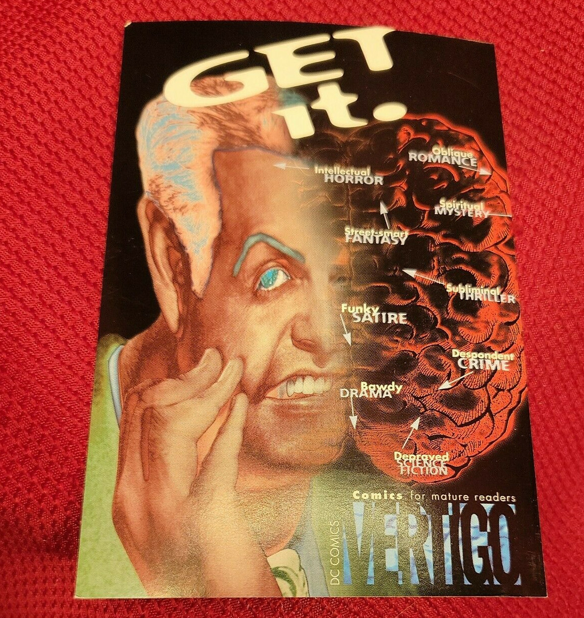 DC VERTIGO Get It brain Postcard comic book promo picture 4" x 6" VTG avant gard