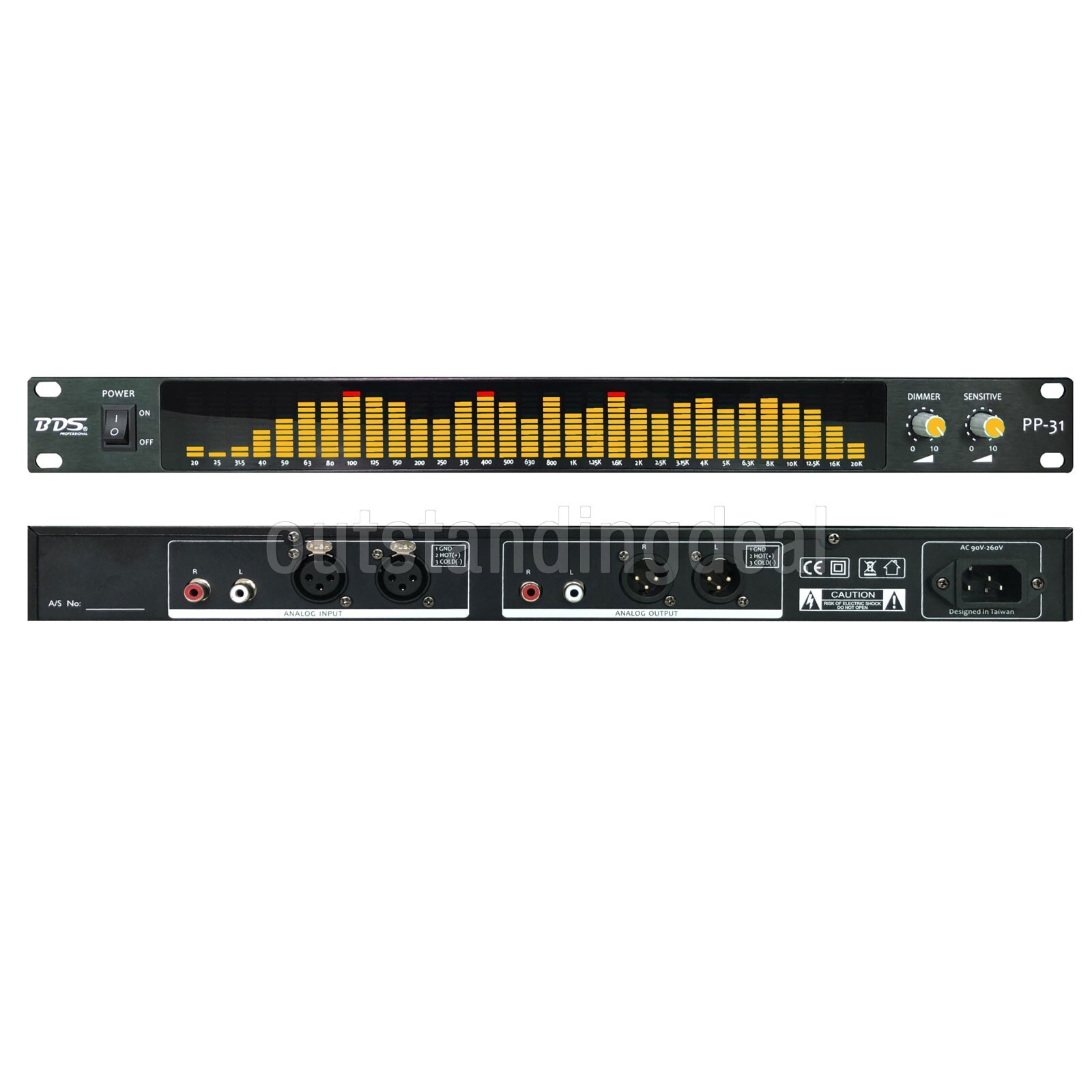 Yellow BDS PP-31 LED Digital Audio Spectrum Analyzer Display 1U VU Meter ot25