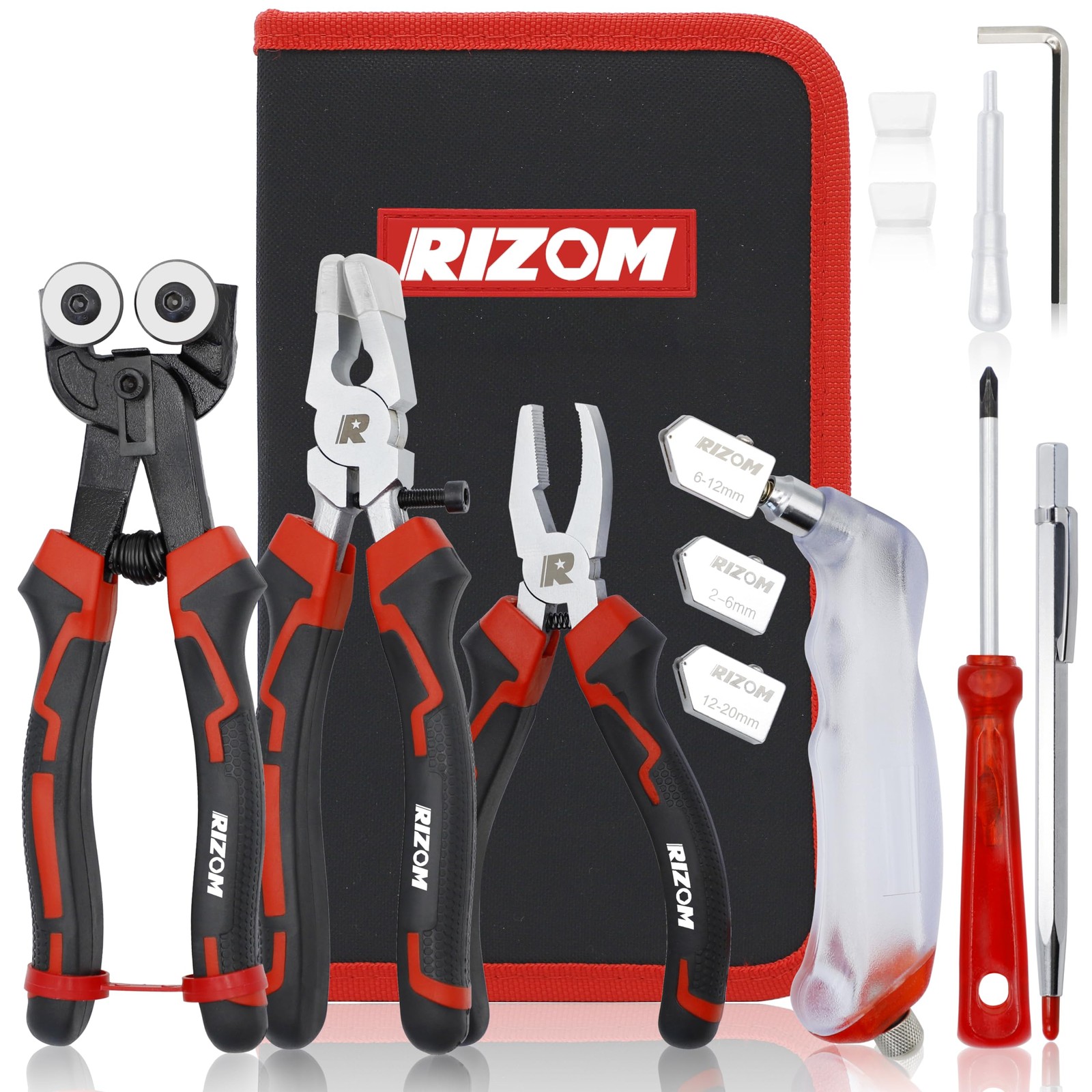 Glass Cutting Tool, Glass Cutter 2-20MM, 8" Tile Nippers, 8" Glass Running Pl...