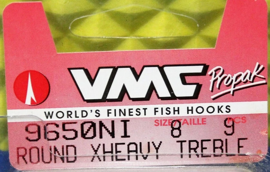 VMC Propak Fish Hook Round XHeavy Treble Size 8 Nickel 9Pcs 9650 NI 8-PP