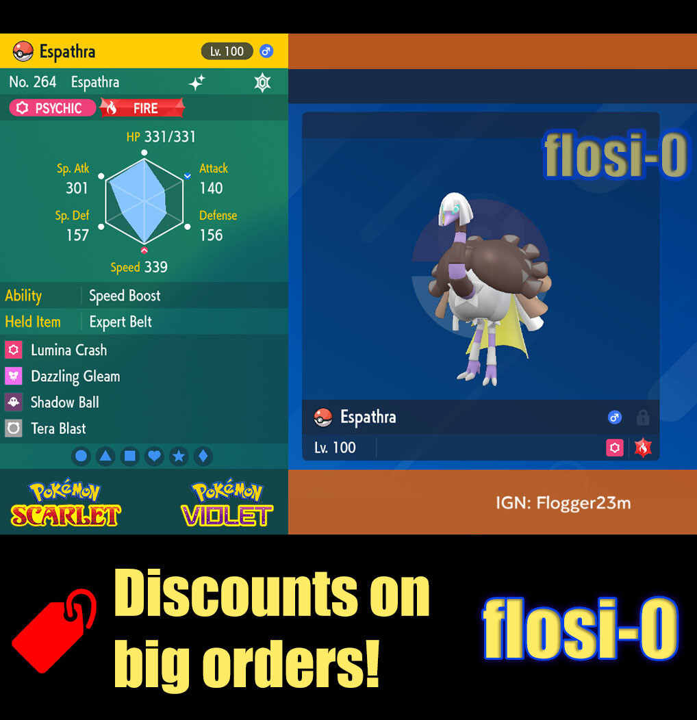 6IV Shiny Espathra Pokemon Scarlet and Violet