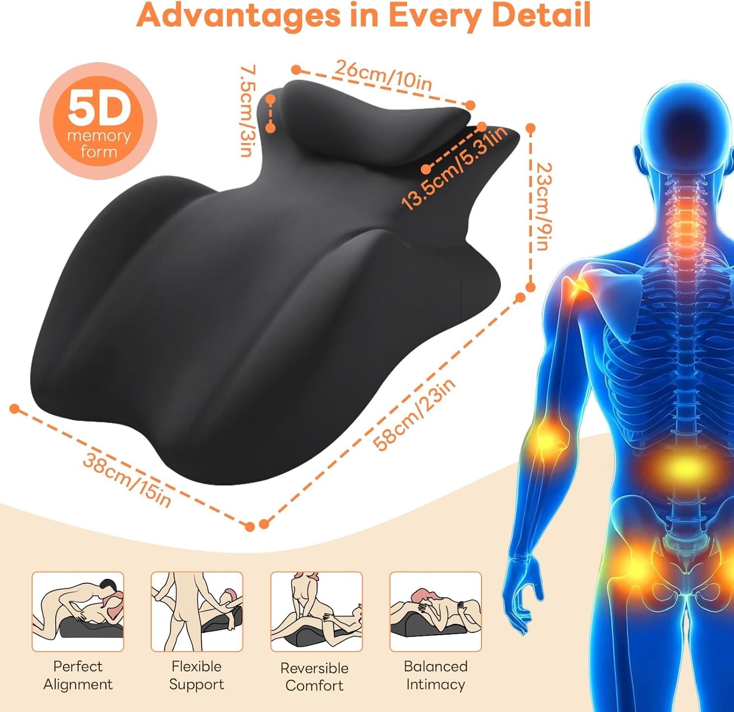 Sweet Spot Pillow,Couples Pillow, 27° Angle Perfect Position Memory Foam Support