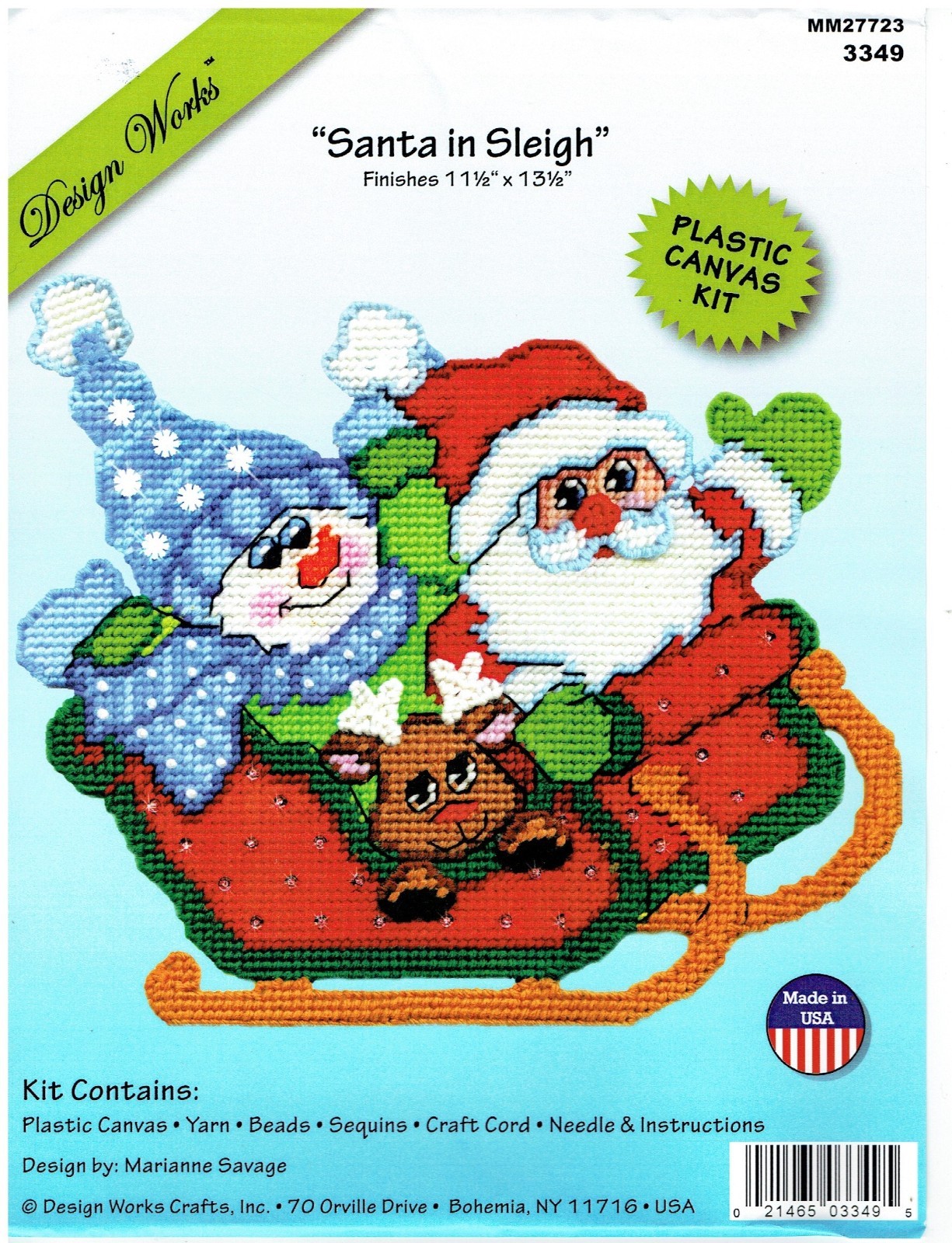 SANTA IN SLEIGH  WALL HANGING   plastic canvas  PATTERN (#TF0564)