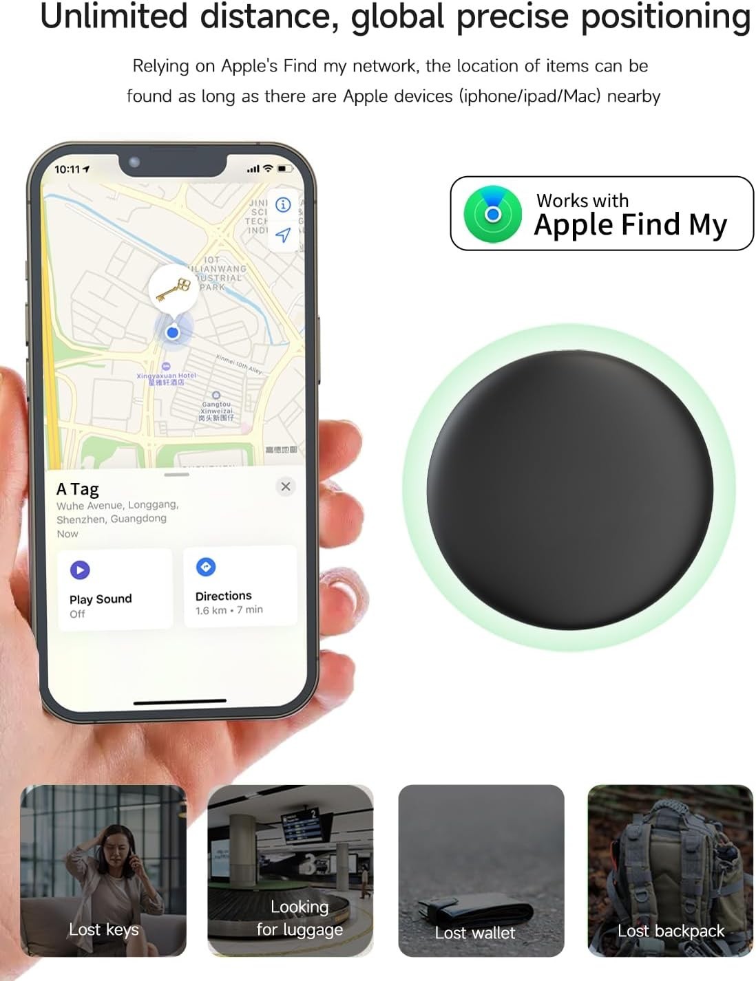 2026 Apple MFi Certified AirTags 4-Pack - Bluetooth Item Locators