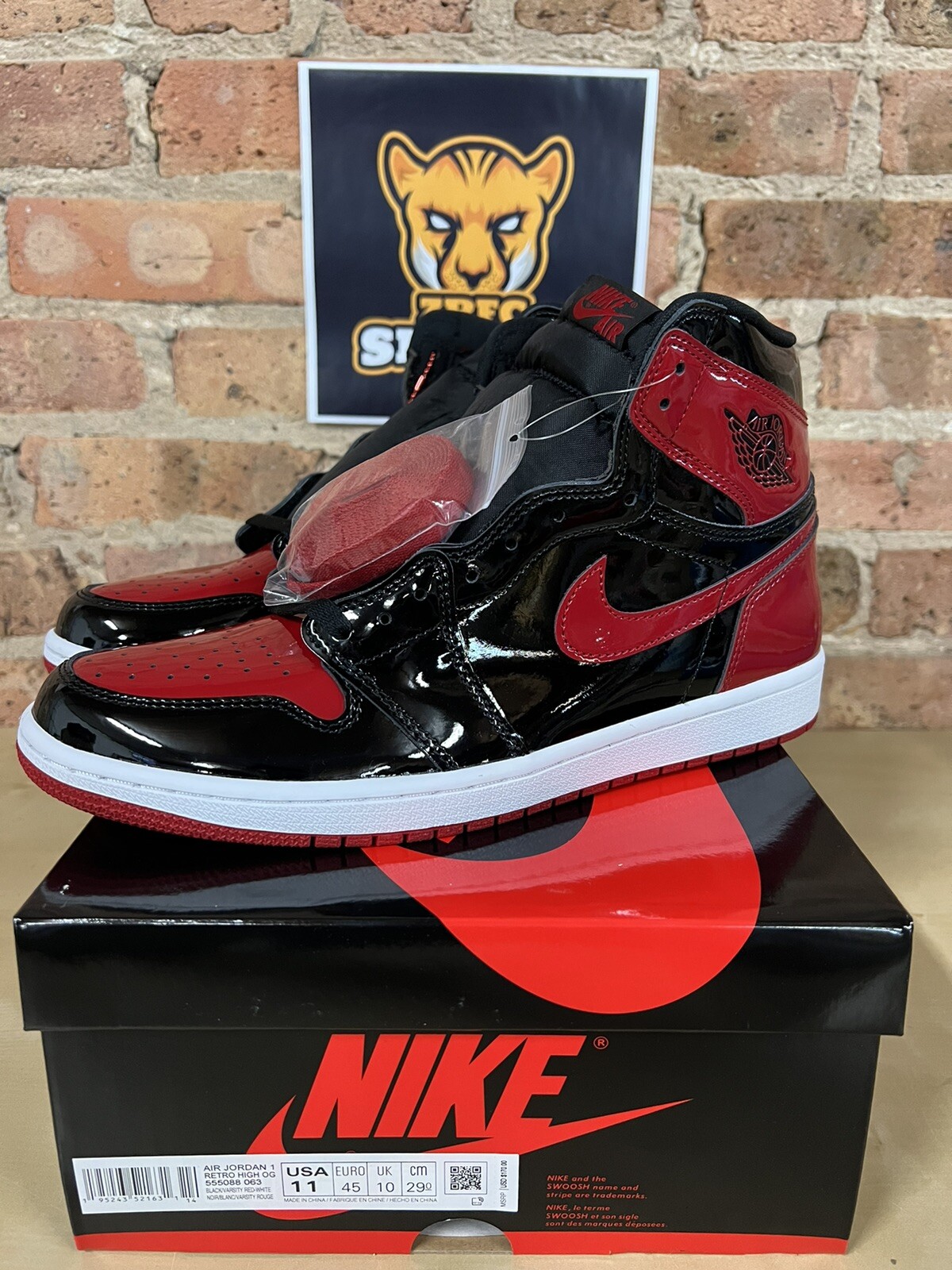 Air Jordan 1 Retro High Patent leather Bred MENS 555088-063  GS 575441-063