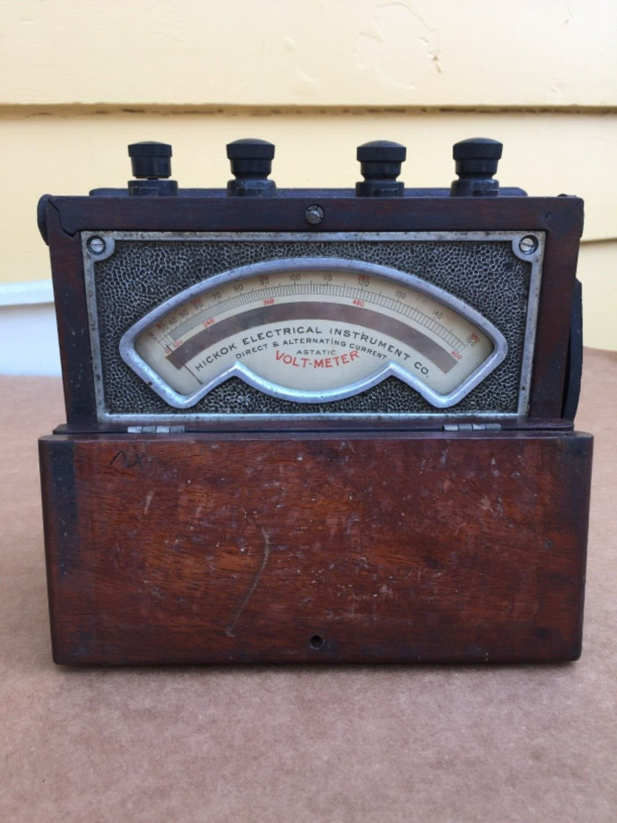 vintage antique hickok volt meter tester cleveland ohio mahogany  steampunk