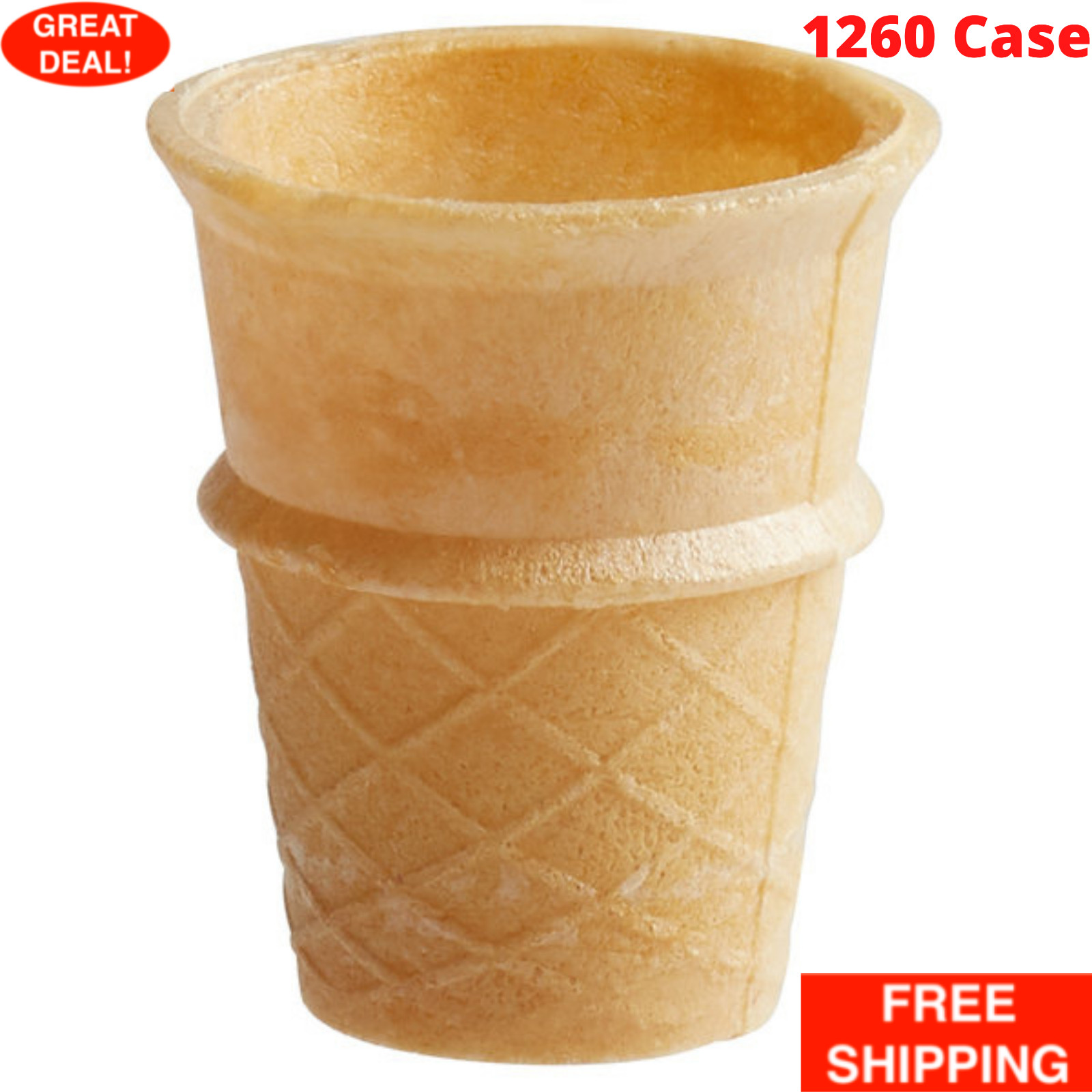 (1260/Case) Joy Kids Extra Small Flat Bottom Cake Mini Ice Cream Cone Holder