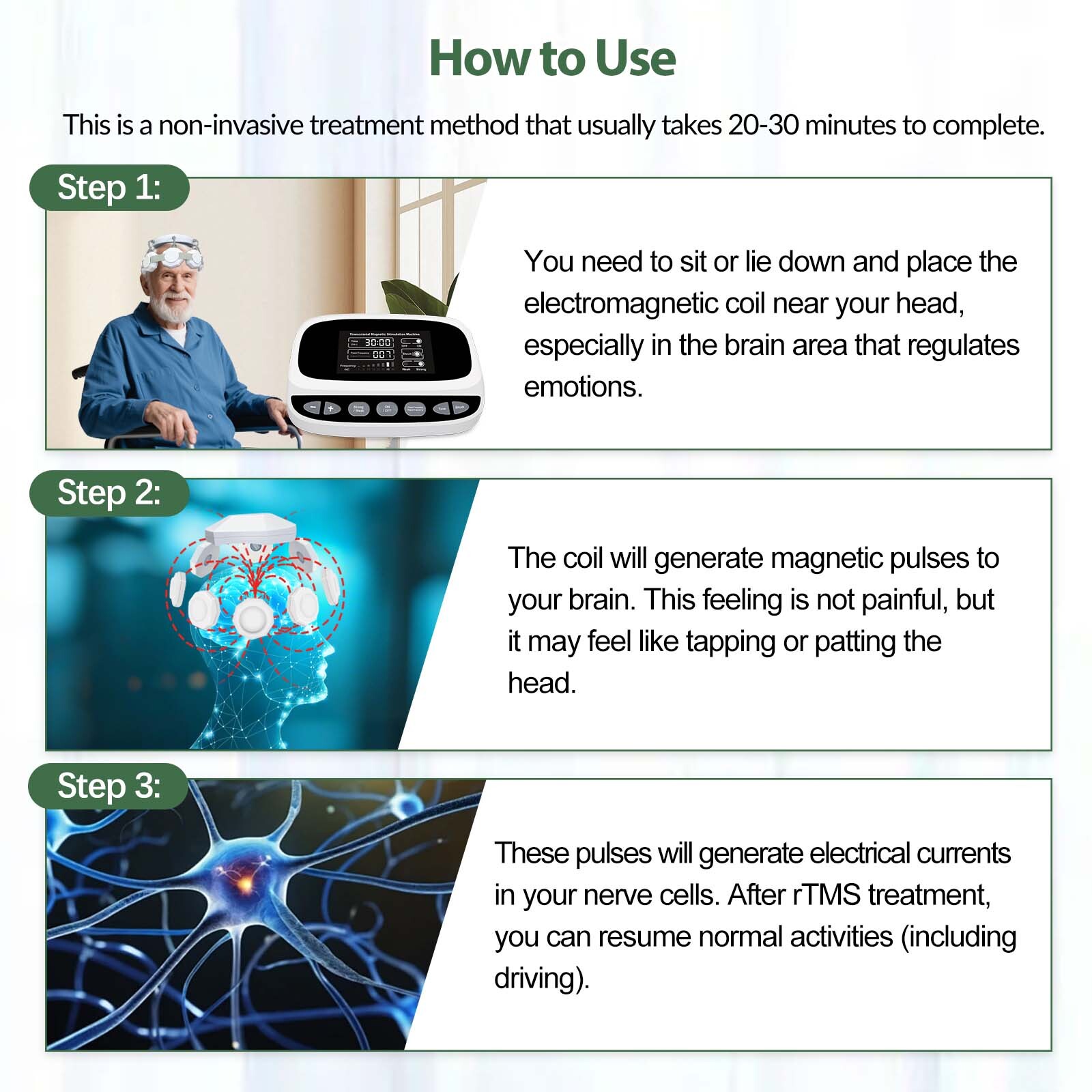 Portable rTMS Brain Stimulation System with Vibration Function for Focus Support