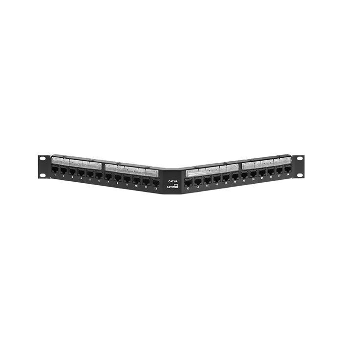 Leviton 6A587-U24 Cat 6A 24-Port 1RU Patch Panel UTP Angled 110-Style Black