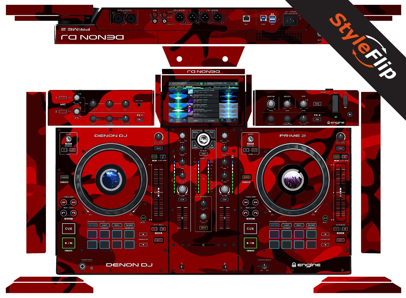 Denon Prime 2 Skin | Red Camo | Protective Decal | StyleFlip Skins
