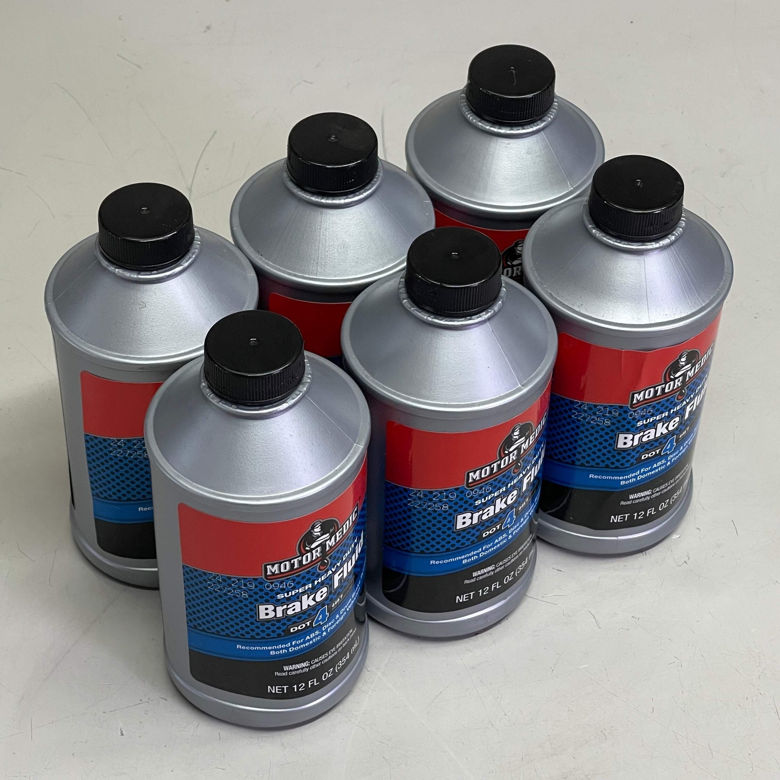 MOTOR MEDIC (6 PACK) Super Heavy Duty Dot 4 Brake Fluid 12 fl oz Grey M4512