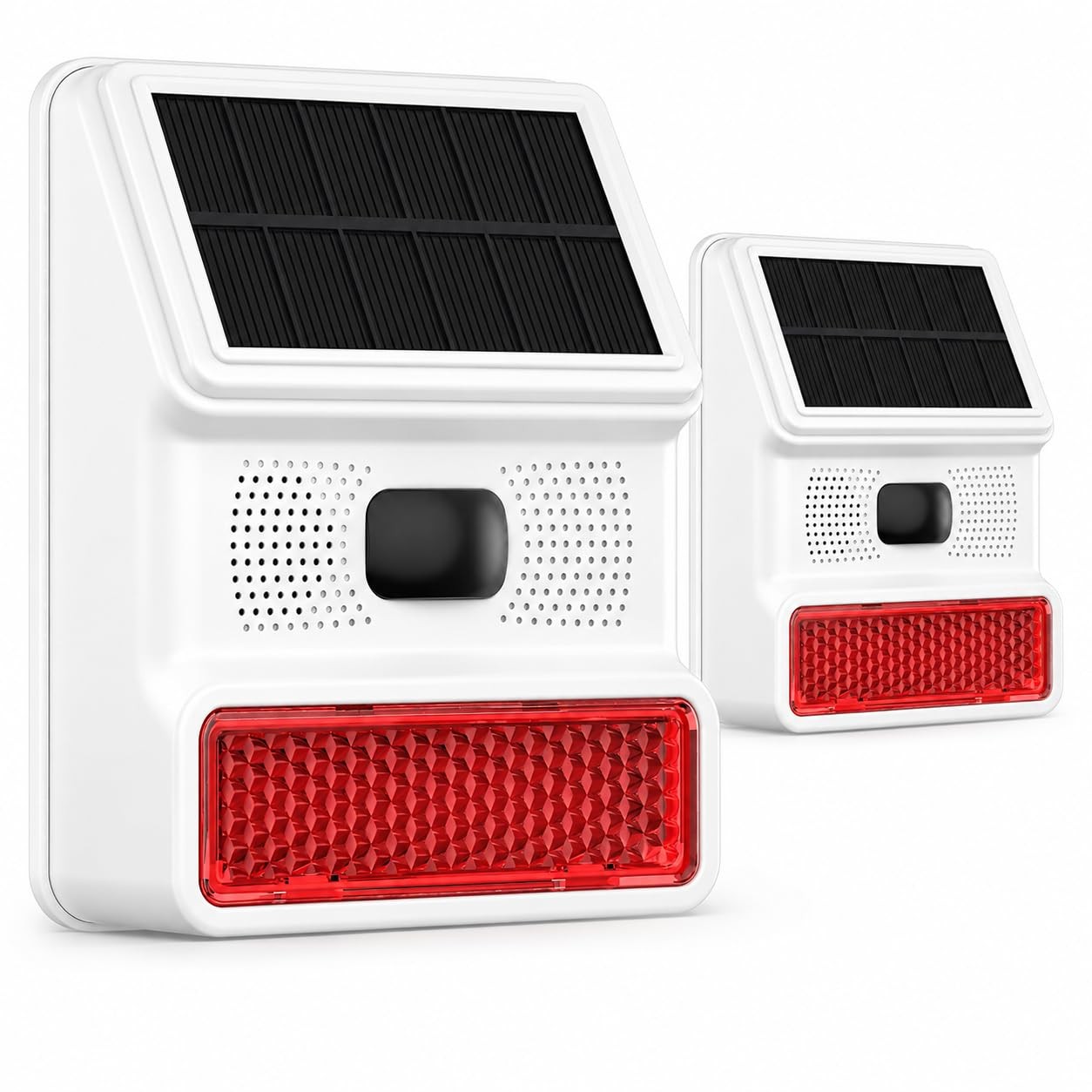Hapippofa Solar Motion Sensor Alarm, 120dB Outdoor Waterproof Strobe White-01