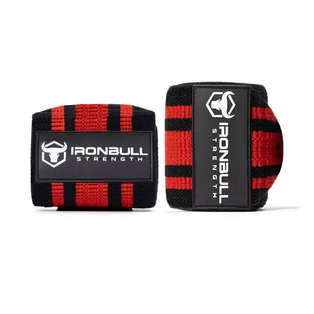 25x Iron Bull Strength Weightlifting Wrist Wraps Gym Support Straps Red Black