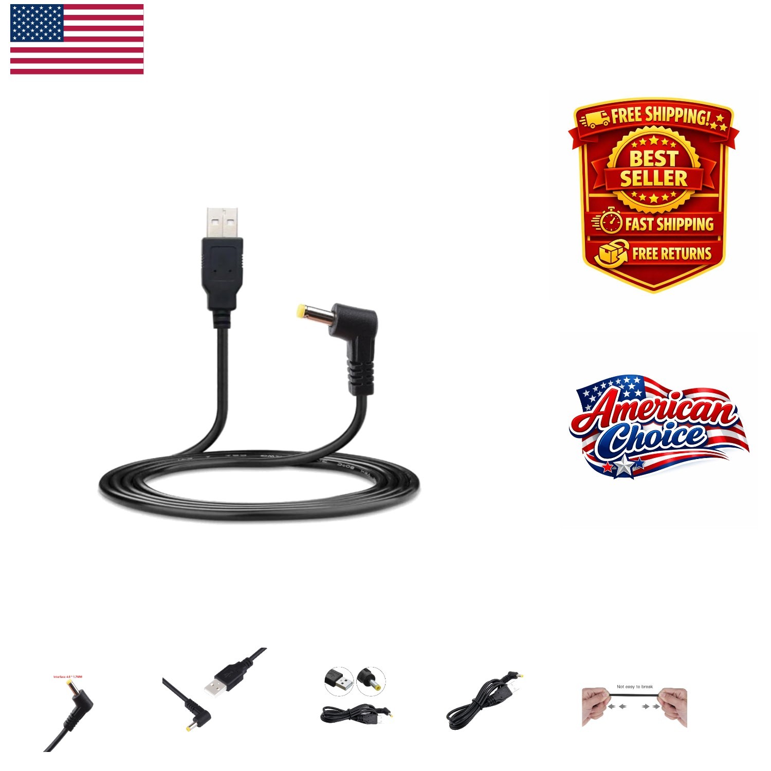Compact 1m USB Charging Cable for PSP 2000 & 3000 - Indoor Use Only