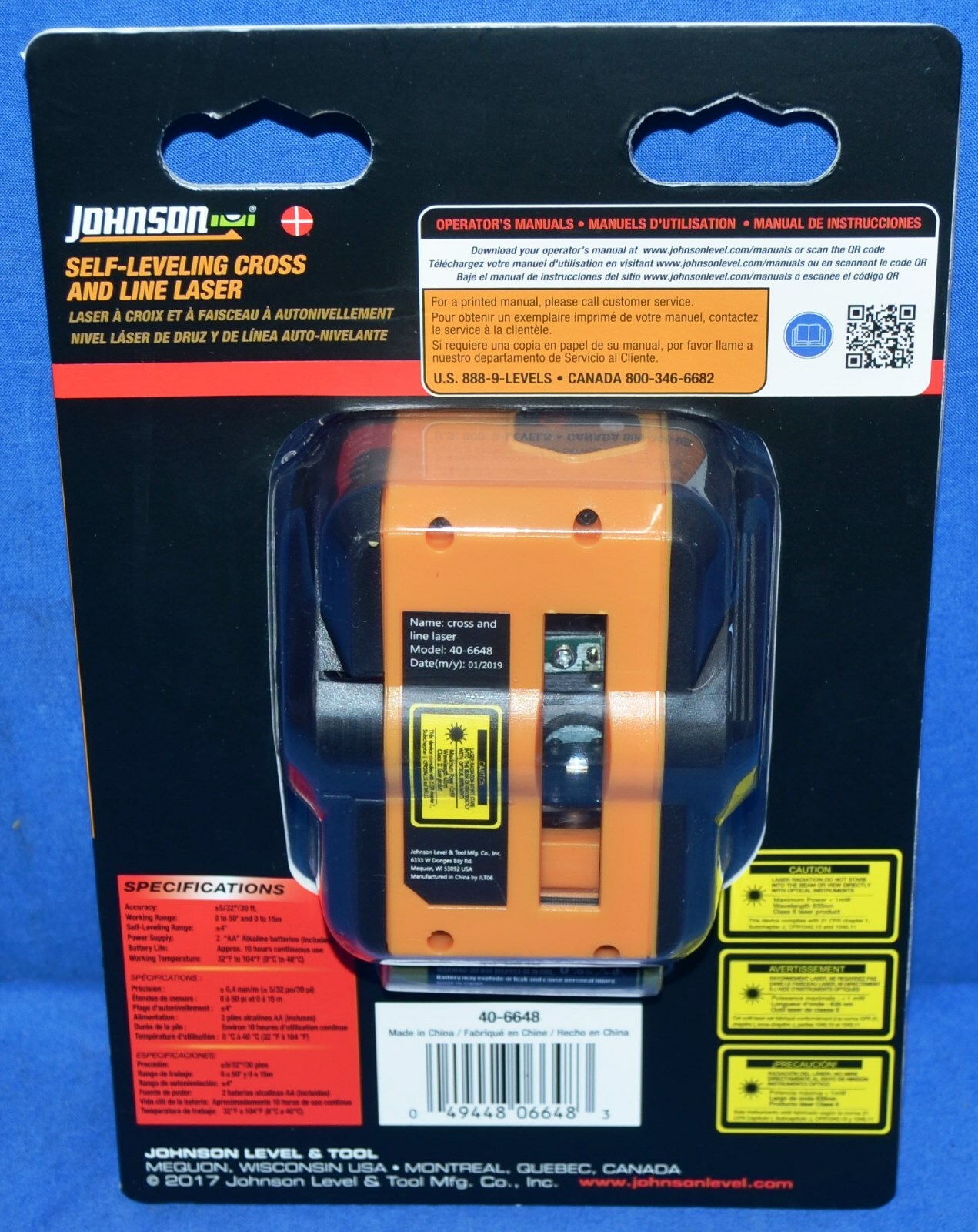 Johnson Self-Leveling Cross and Line Laser 40-6648