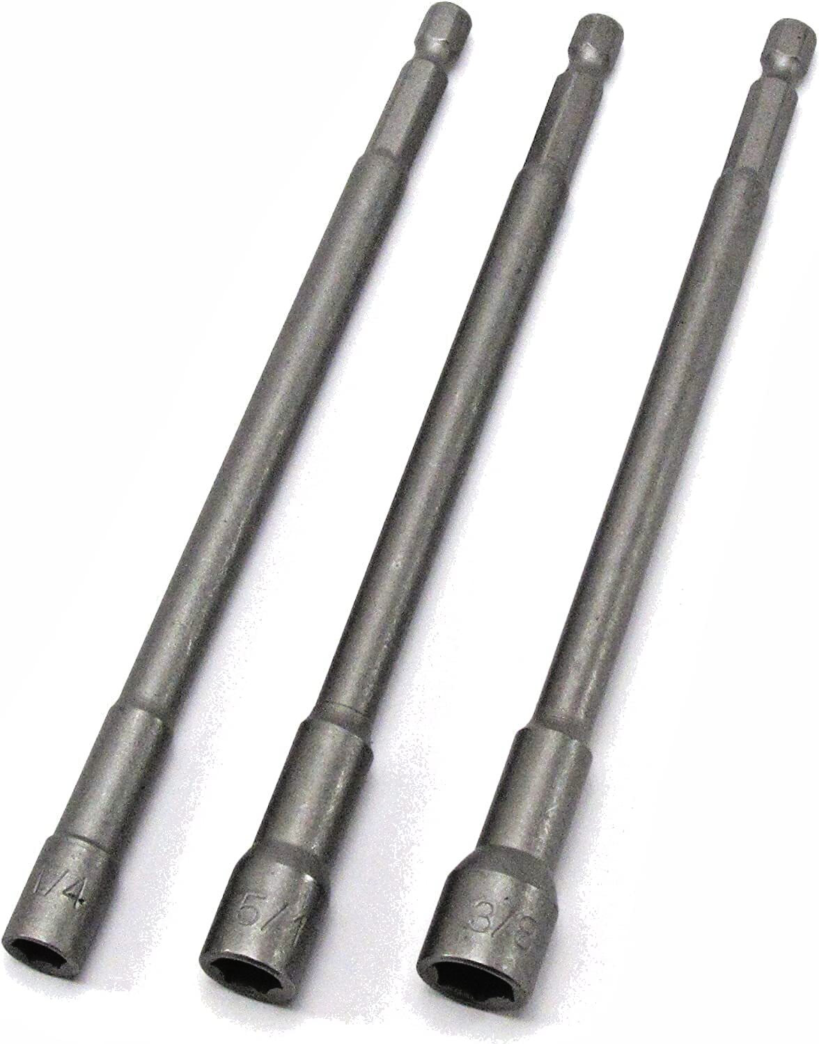 3 pc 6" Magnetic nut driver setter bit Nut Driver bit SAE 1/4" 5/16" 3/8"