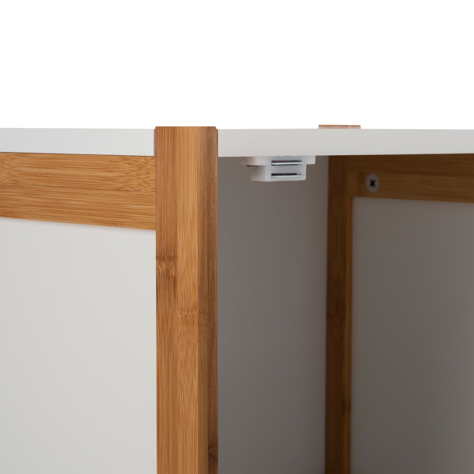 2 Shelf Bamboo Floor Cabinet in White