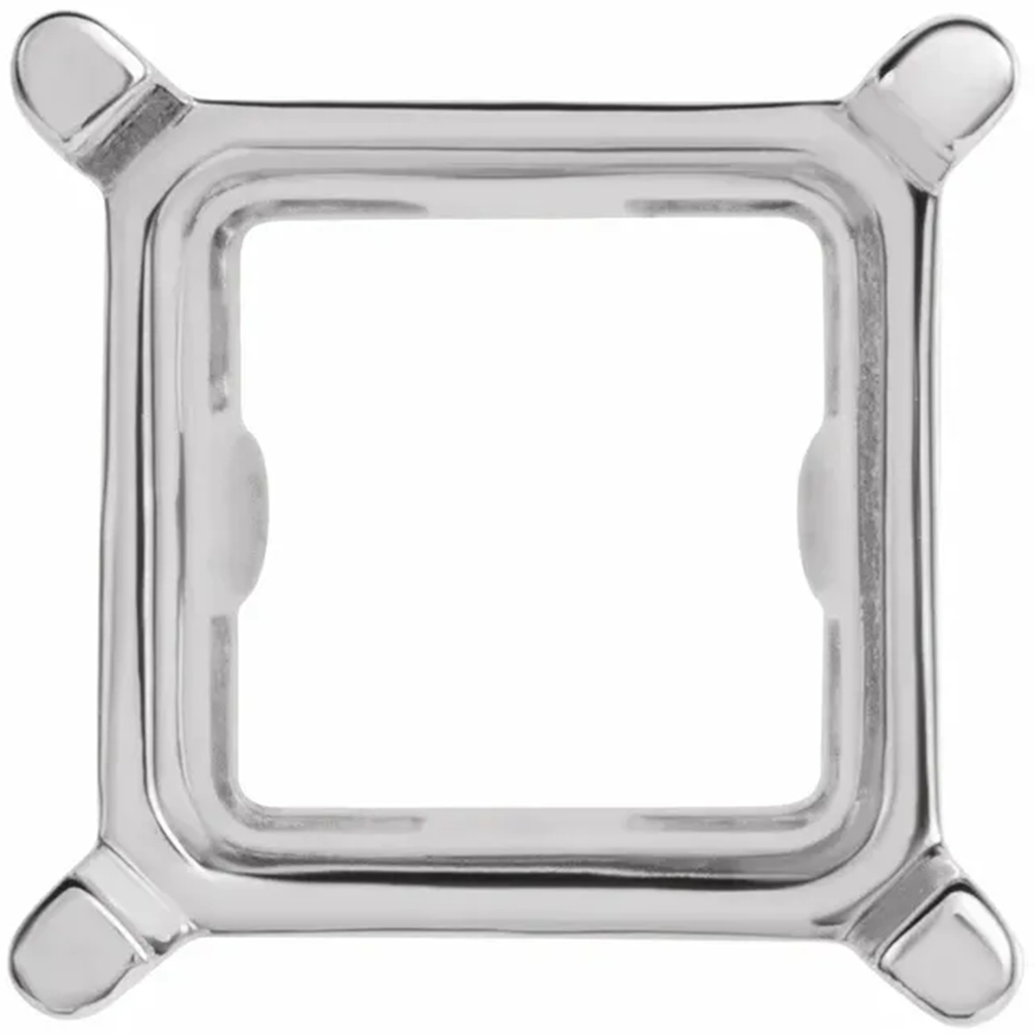 Pendant Mounting 14K White Gold Princess Cut 4 Prong Slide Basket Setting USA