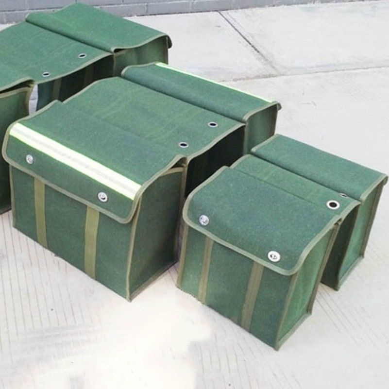 1980s Army Canvas Double Pannier Bag Green Bike Rear Seat Retro Military Classic