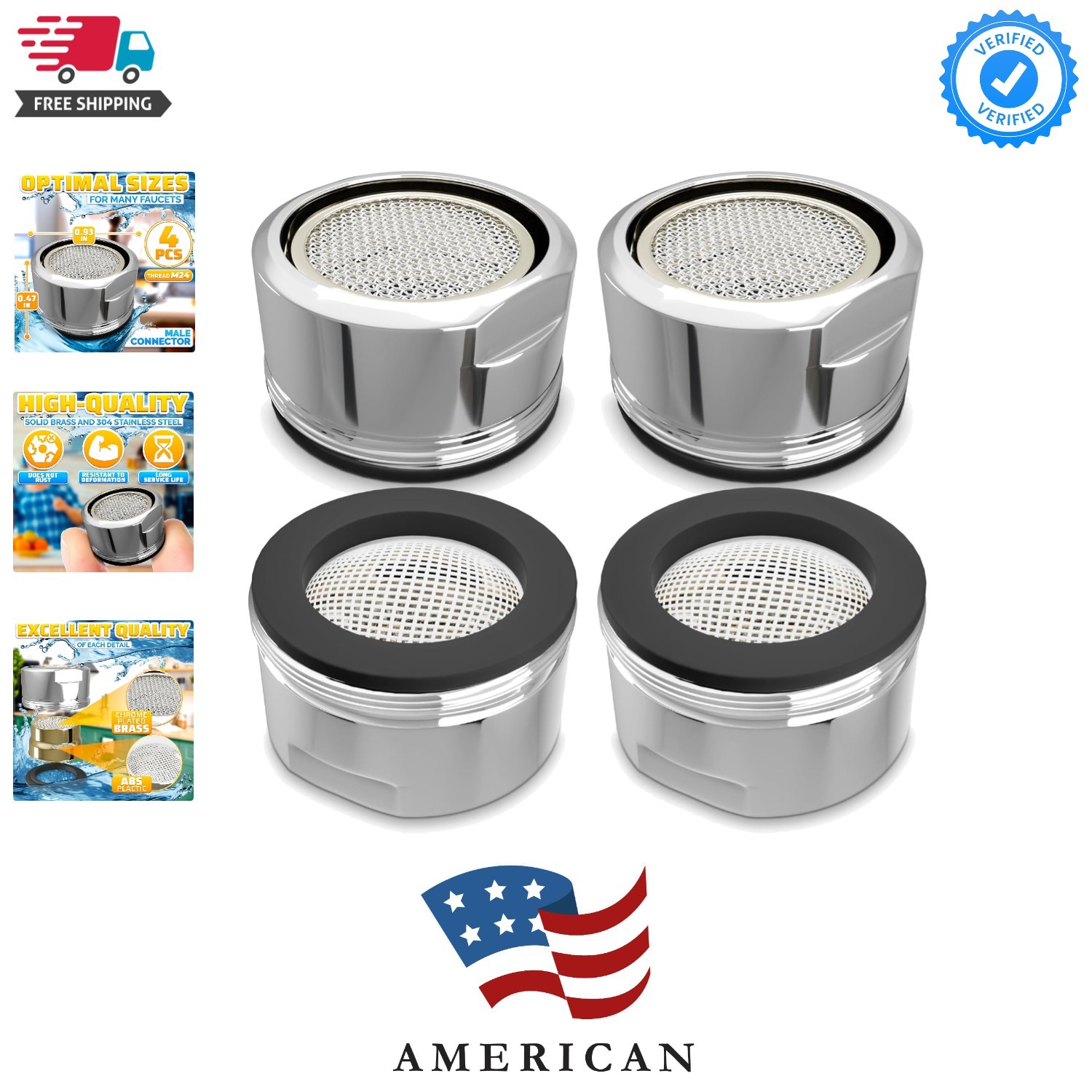 4Pcs Bathroom Faucet Aerator Replacement - 15"/16" 24mm Kitchen Bathroom Sink...