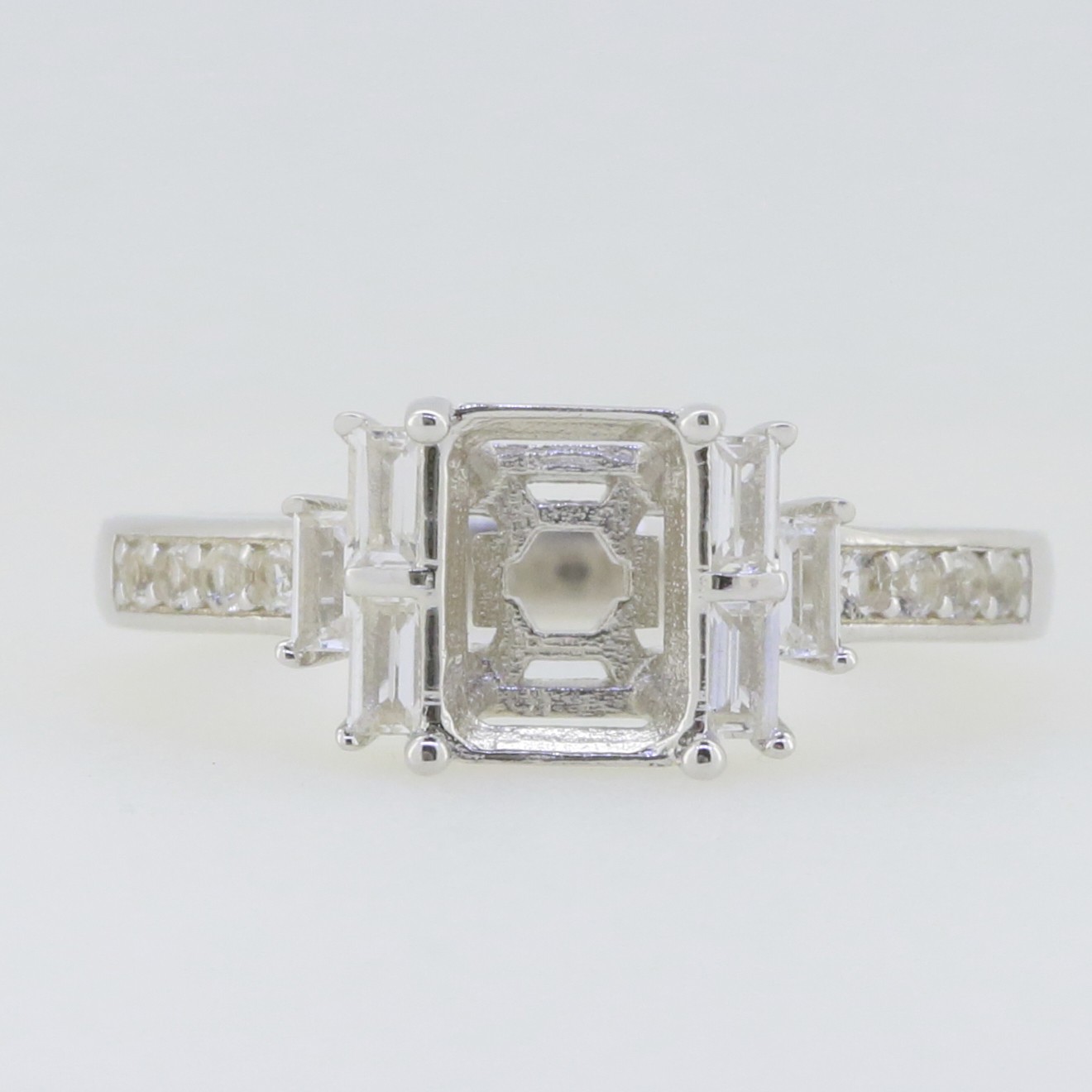Sterling Silver Semi Mount Ring Setting Pear Cut PE 6x4mm Bypass Ring