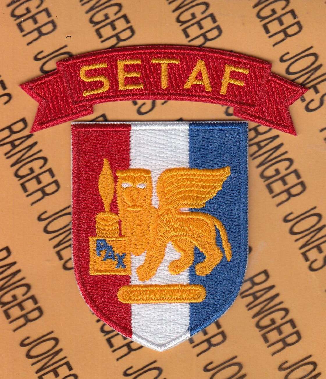 US Army Southern European Task Force SETAF ~3.5" patch tab set c/e B