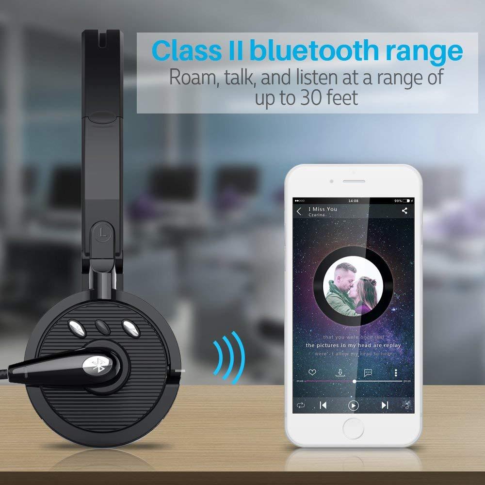 for Trucker Driver Over The Head Wireless Bluetooth Headset Mic Noise-Canceling