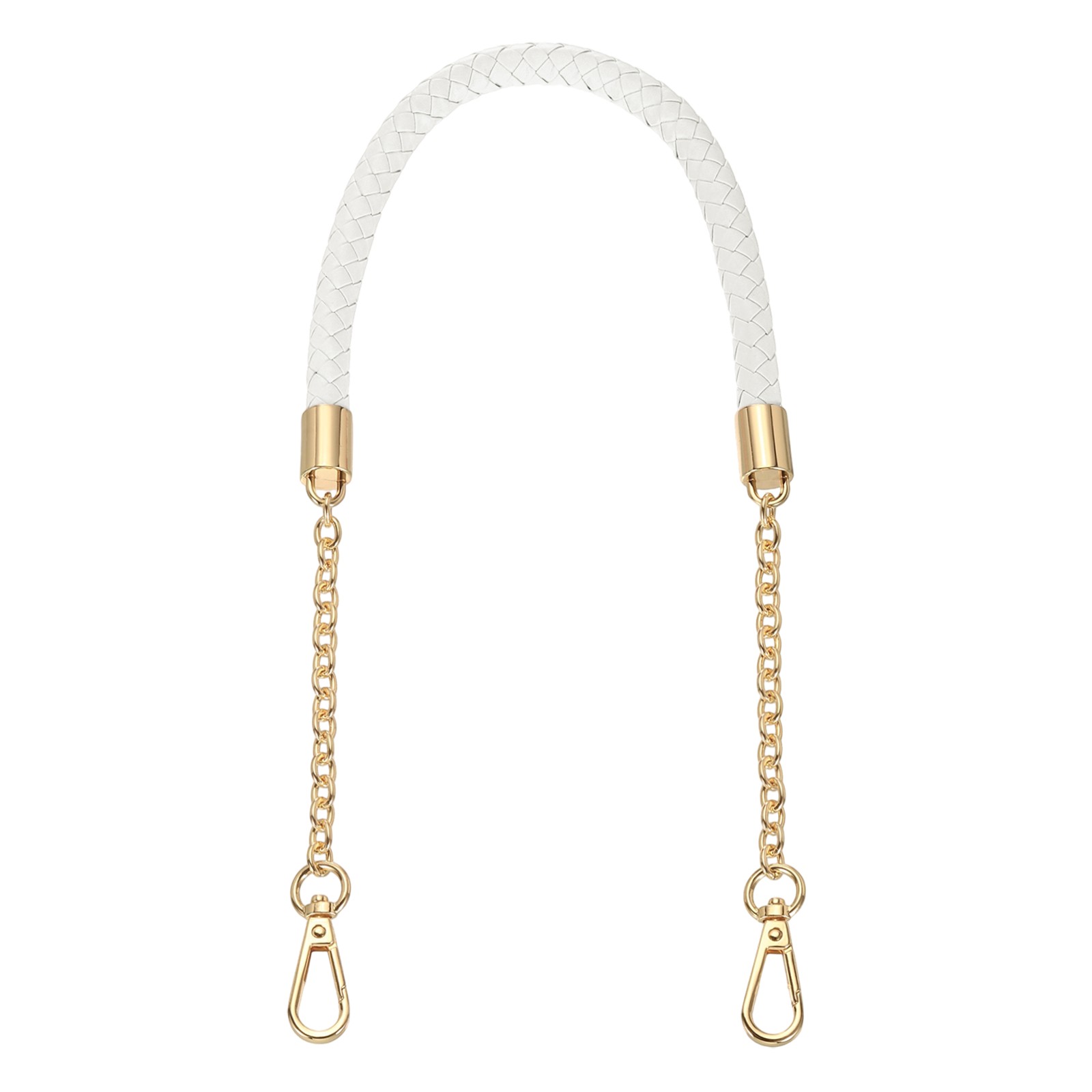 62cm/24.4" PU Leather Braided Purse Strap (White, Light Gold Buckle)