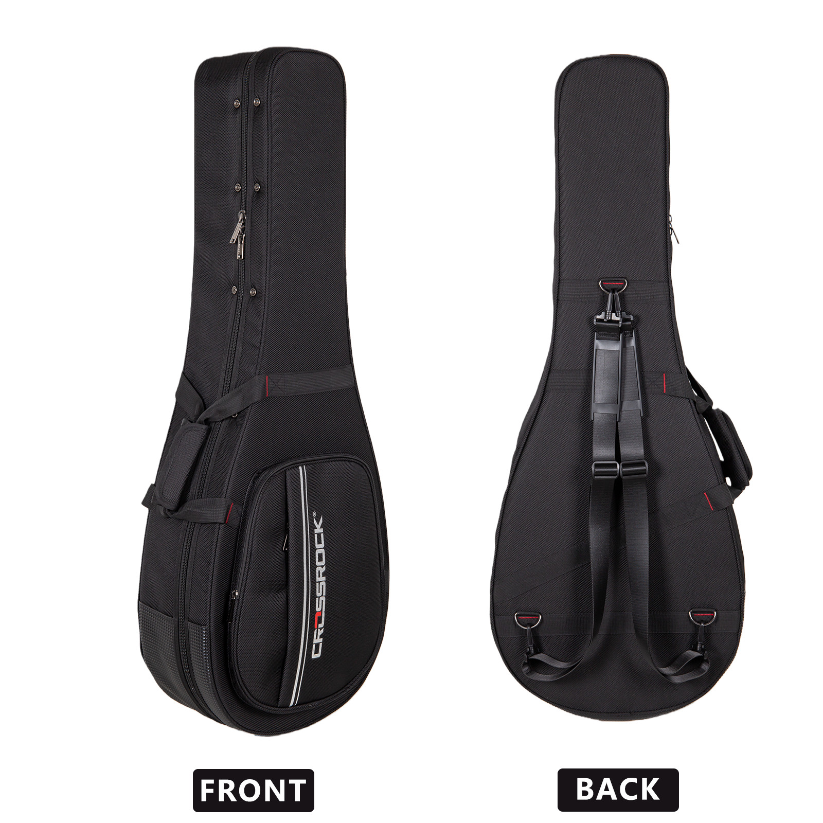 Crossrock Dreadnought Acoustic Guitar Foam Case | Lightweight Black Gig Bag