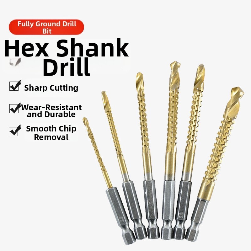 Titanium Coated HSS Drill Bits Set 6 Piece for Accurate and Fast Drilling