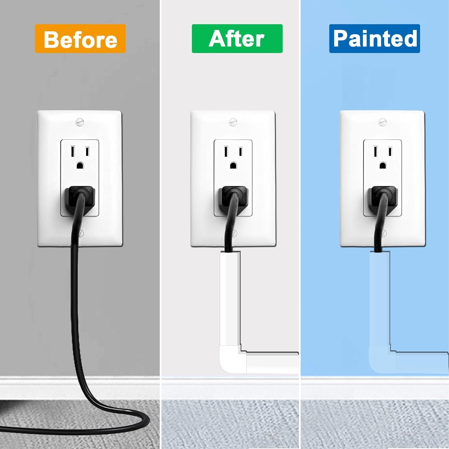 Cord Cover Raceway Kit - 157" Paintable Cable Concealer, Wire Medium, White