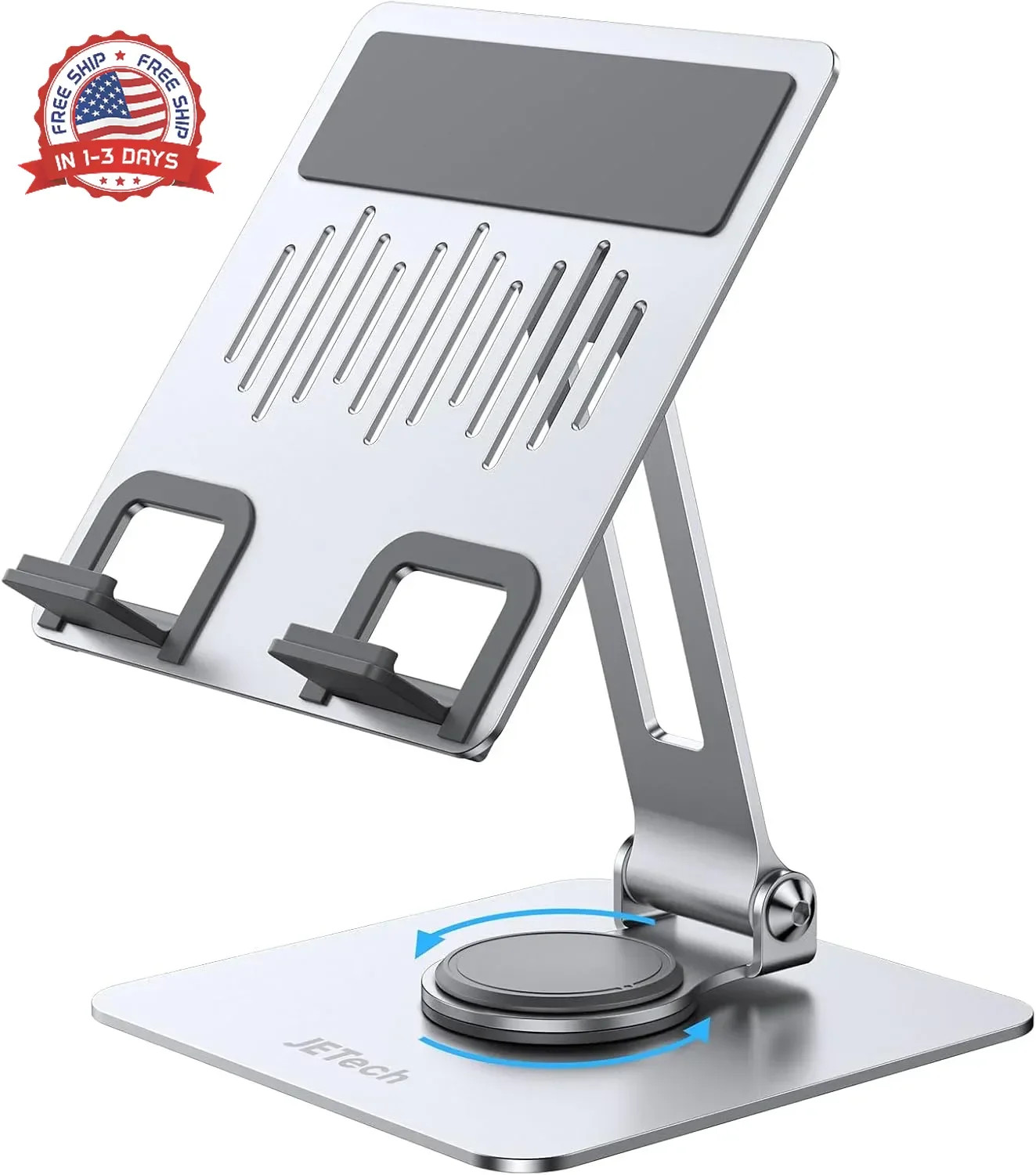 Tablet Stand, Adjustable Swivel Desktop Holder with 360 Degree Rotating B