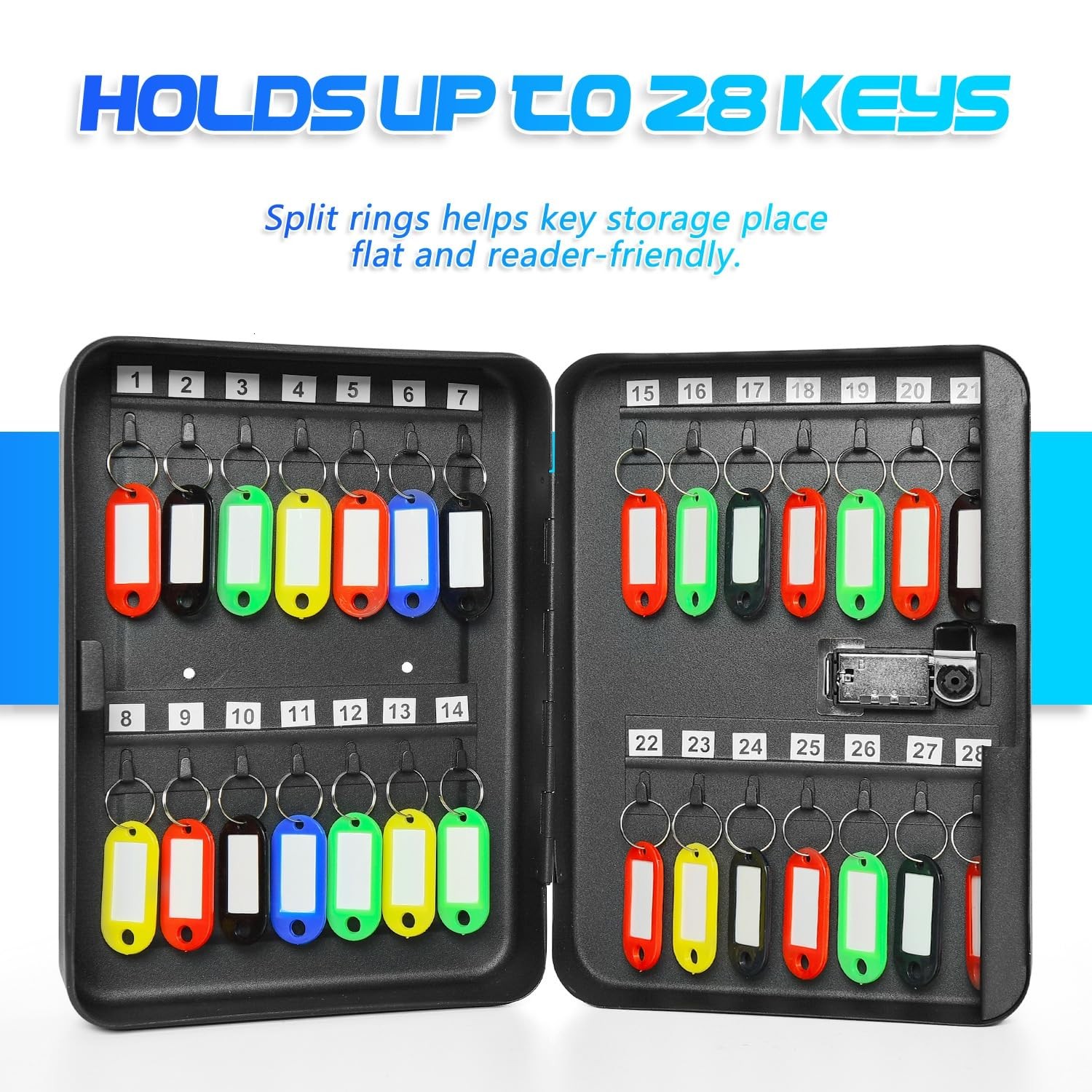 28 Key Cabinet Wall Mount, Steel Key Box Wall Mount with Code, Combination Lo...