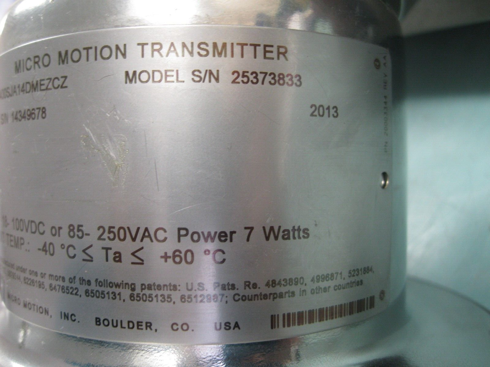 1/2" Micro Motion F025 Mass Flow Sensor 2400 Transmitter B19
