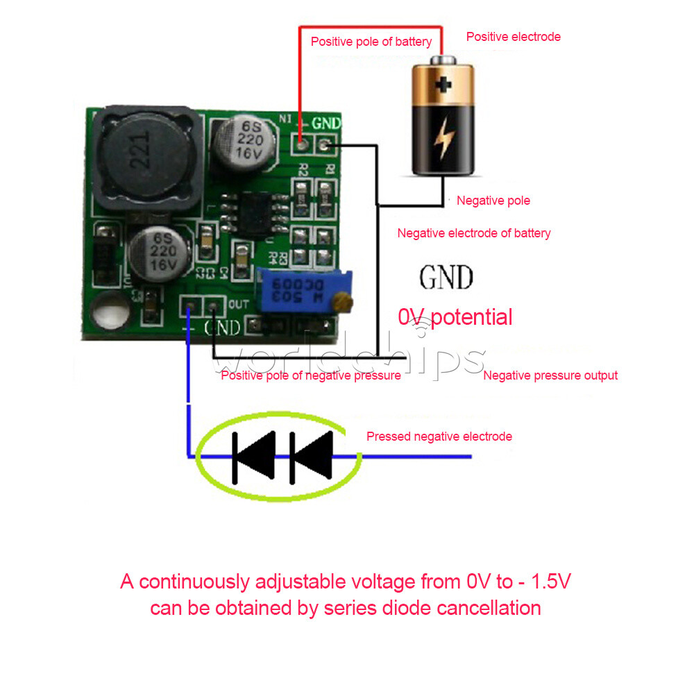 DC-DC Negative Voltage Conversion Module 3~15V to 1.25~15V Adjustable 300mA