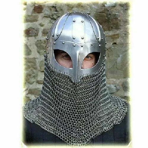 Historical Medieval Viking Helmet Battle Armor+18G Steel and Chain mail sca