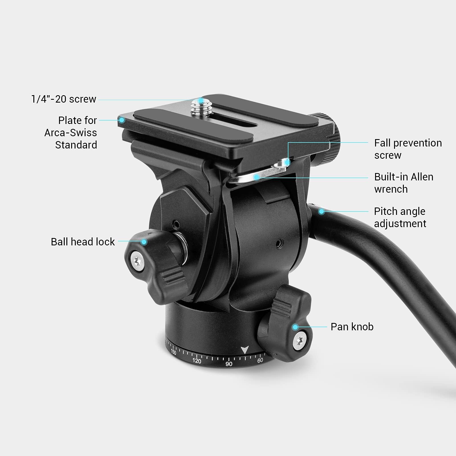 SmallRig CH3 Camera fluid Video Head with Detachable Handle, Max payload 3kg