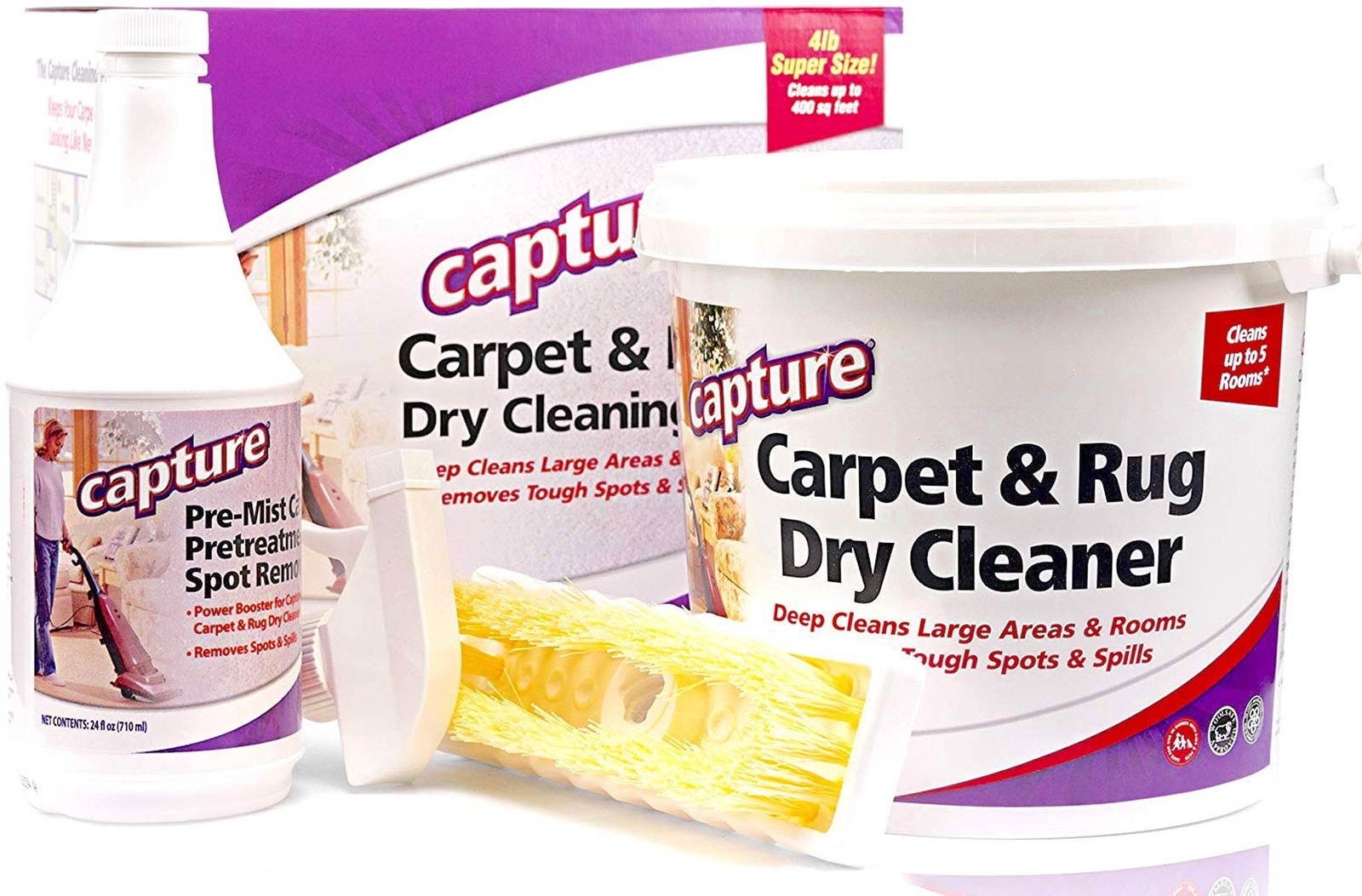 Capture Carpet Dry Cleaning Kit 400 - Deodorize Clean Stains Smell Moisture f...