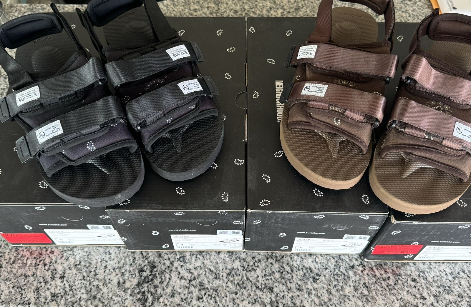 NEW MENS NEIGHBORHOOD SUICOKE MOTO SANDALS BLACK OR BROWN SZ 8 OR 9 AUTHENTIC