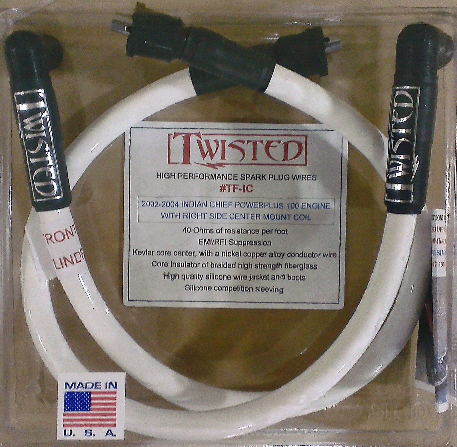 TWISTED 12mm SPARK PLUG WIRES WHITE INDIAN CHIEF DELUXE ROADMASTER VINTAGE 02-04