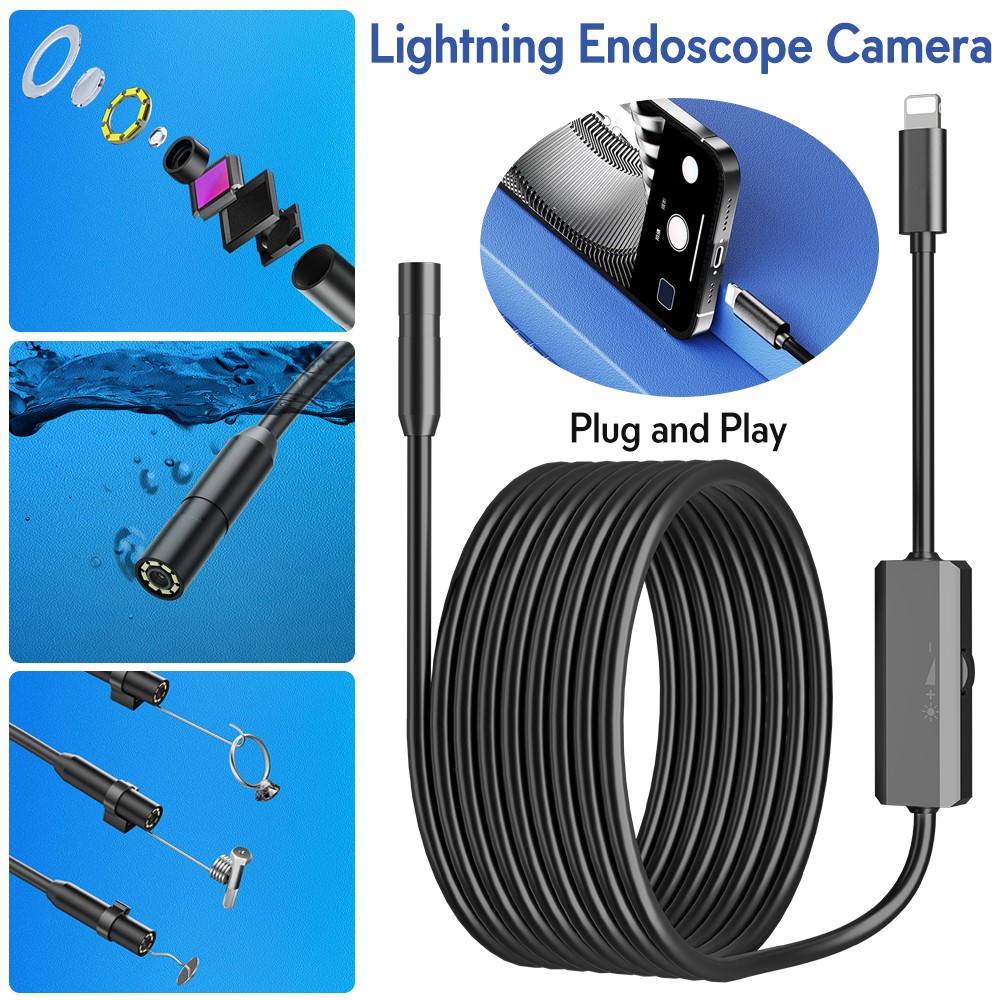 2/5/10M 8LED Borescope Endoscope Snake Inspection Scope Camera for iPhone iPad